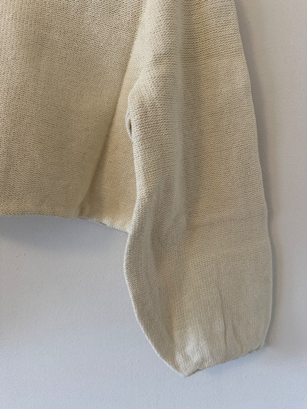 First Rite Cotton and Linen Crop Pullover Sweater in Natural | Size Small - Picture 3 of 8